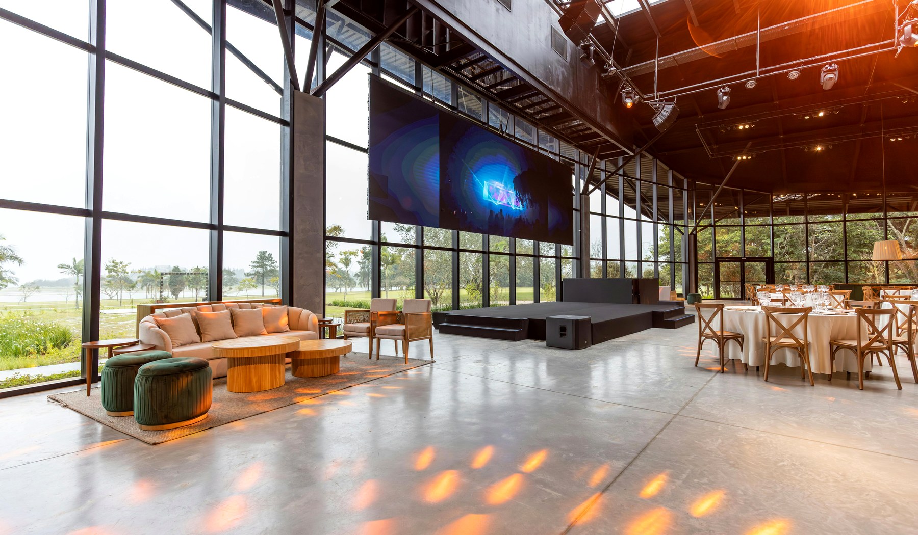 Modern event hall prepared for a professional convention